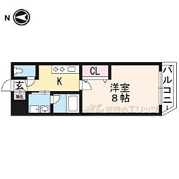 京都地下鉄東西線 太秦天神川駅 徒歩2分の賃貸マンション 1階1Kの間取り