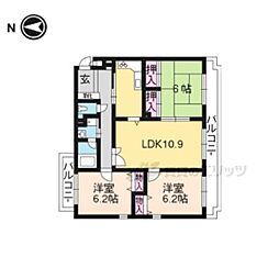 阪急京都本線 桂駅 徒歩15分の賃貸マンション 2階3LDKの間取り