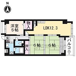 エクセレア花屋町 6階2LDKの間取り