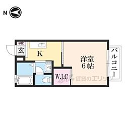 バリュージュ北町 2階1Kの間取り