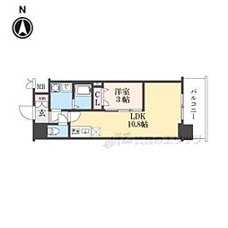ソルテラスKYOTO西大路　瑠 11階1LDKの間取り