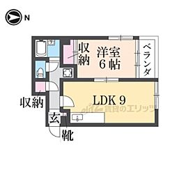 京都地下鉄東西線 西大路御池駅 徒歩2分の賃貸マンション 2階1LDKの間取り