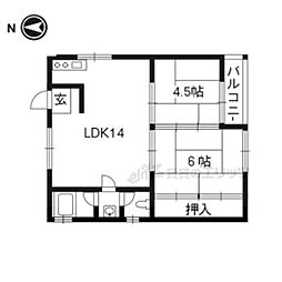西大丸荘 3階2LDKの間取り