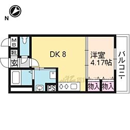 リバーサイド桂　弐番館 2階1LDKの間取り