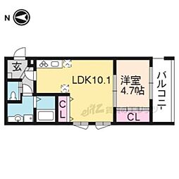 ビクトワール京都河原町 5階1LDKの間取り