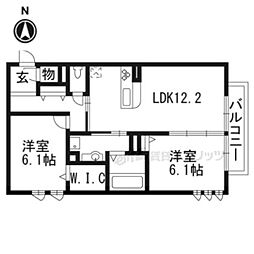 阪急京都本線 桂駅 徒歩13分の賃貸アパート 3階2LDKの間取り