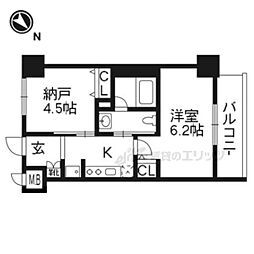 JR東海道・山陽本線 京都駅 徒歩9分の賃貸マンション 8階2Kの間取り