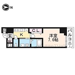 アクアプレイス京都洛南III 2階1Kの間取り