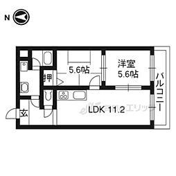 デュ四条 2LDKの間取図画像