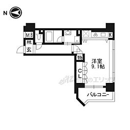 ライオンズ京都四条烏丸レジデンス 1Kの間取図画像