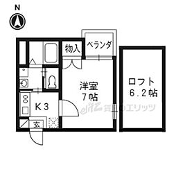 アブティール桂西口 1Kの間取図画像