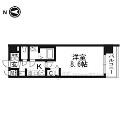 プレサンスTHEKYOTO流雅 1Kの間取図画像