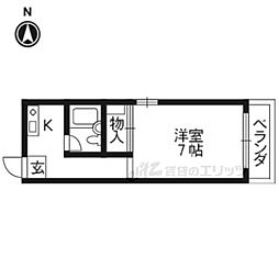 メゾンポエム3 1Kの間取図画像
