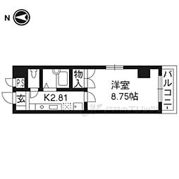 京都壱番館 1Kの間取図画像