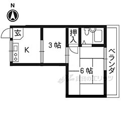 河原町九条マンション大和 2Kの間取図画像