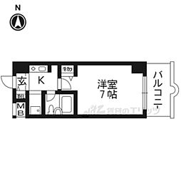 パラドール西院パート2 1Kの間取図画像