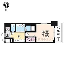 ベラジオ雅び烏丸十条 1Kの間取図画像