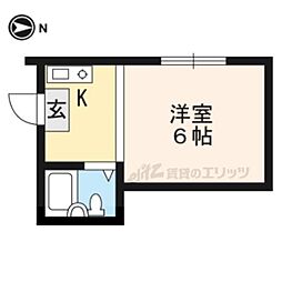コーポ深草 ワンルームの間取図画像