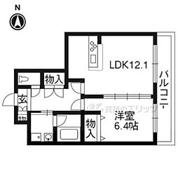 フレーヴァー七瀬川 1LDKの間取図画像