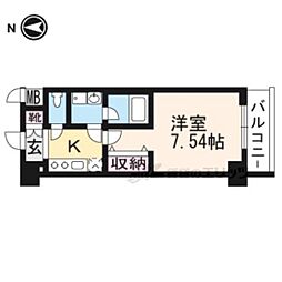 CREA二条城北 1Kの間取図画像