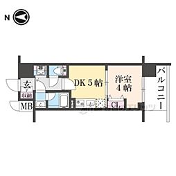 ベラジオ雅び京都七条ウエストII 1DKの間取図画像