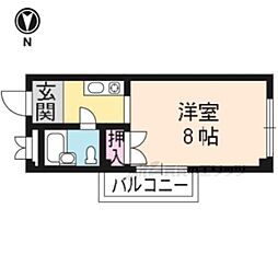 セゾン高辻 1Kの間取図画像