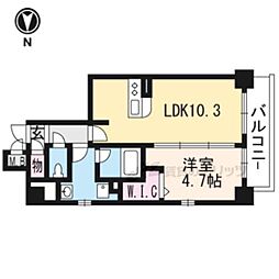 ドリーミオ東向日 1LDKの間取図画像