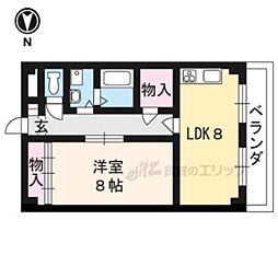 エントピア嵐山 1LDKの間取図画像