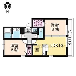 アムール嵐山 2LDKの間取図画像