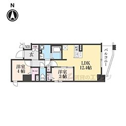 ソルテラスKYOTO西大路 瑠 2LDKの間取図画像
