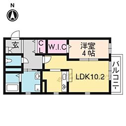 アルページュ頌徳A棟 1LDKの間取図画像