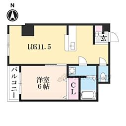 墨染コーポ 1LDKの間取図画像