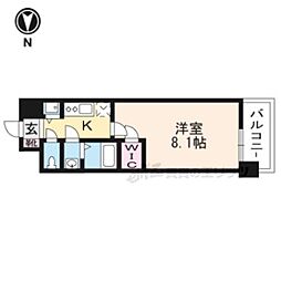 JR東海道・山陽本線 西大路駅 徒歩5分の賃貸マンション 5階1Kの間取り