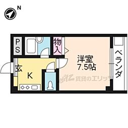 JR東海道・山陽本線 山科駅 徒歩10分の賃貸マンション 2階1Kの間取り