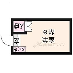 京阪本線 神宮丸太町駅 徒歩18分の賃貸アパート 2階1Kの間取り