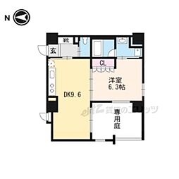 リーガル京都四条烏丸II 1階1DKの間取り