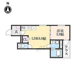 Ｆ　ａｓｅｃｉａ　Ｃａｎａｌｅ 1階1LDKの間取り