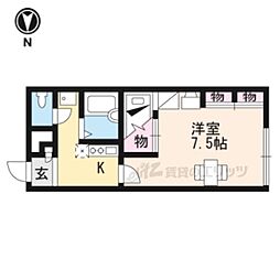 京都地下鉄東西線 山科駅 徒歩14分の賃貸アパート 2階1Kの間取り