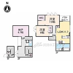 シルクメゾン岡崎 2階2LDKの間取り