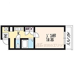 京都市営烏丸線 竹田駅 徒歩10分の賃貸マンション 1階1Kの間取り