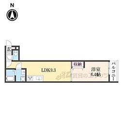 Ｍｉｒｅｉ烏丸五条 2階1LDKの間取り