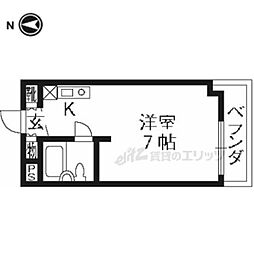 ダイヤモンドハウス西院 4階ワンルームの間取り