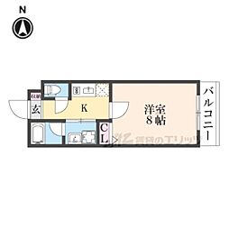 ブリリアコート龍谷大前 4階1Kの間取り