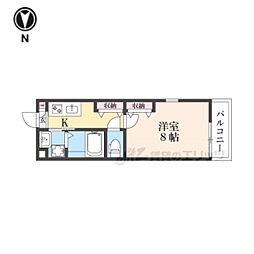Sｈｉｎｉｎｇ二条離宮 208 2階1Kの間取り