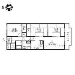 グランドハイツ洛南 4階3LDKの間取り