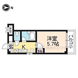 阪急京都本線 西院駅 徒歩5分の賃貸マンション 2階1Kの間取り