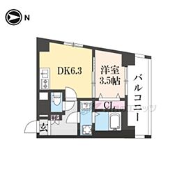 ファステート京都東寺グラン 8階1DKの間取り