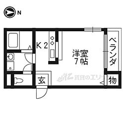 シャンドール大田 3階1Kの間取り