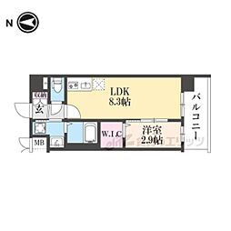 ソルテラス京都JUJO薫 6階1LDKの間取り