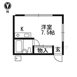 JR東海道・山陽本線 京都駅 徒歩7分の賃貸アパート 2階ワンルームの間取り